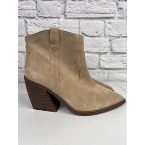 VINCE CAMUTO Women's Tan Gredile Pointed Toe Suede Bootie NWOB 12